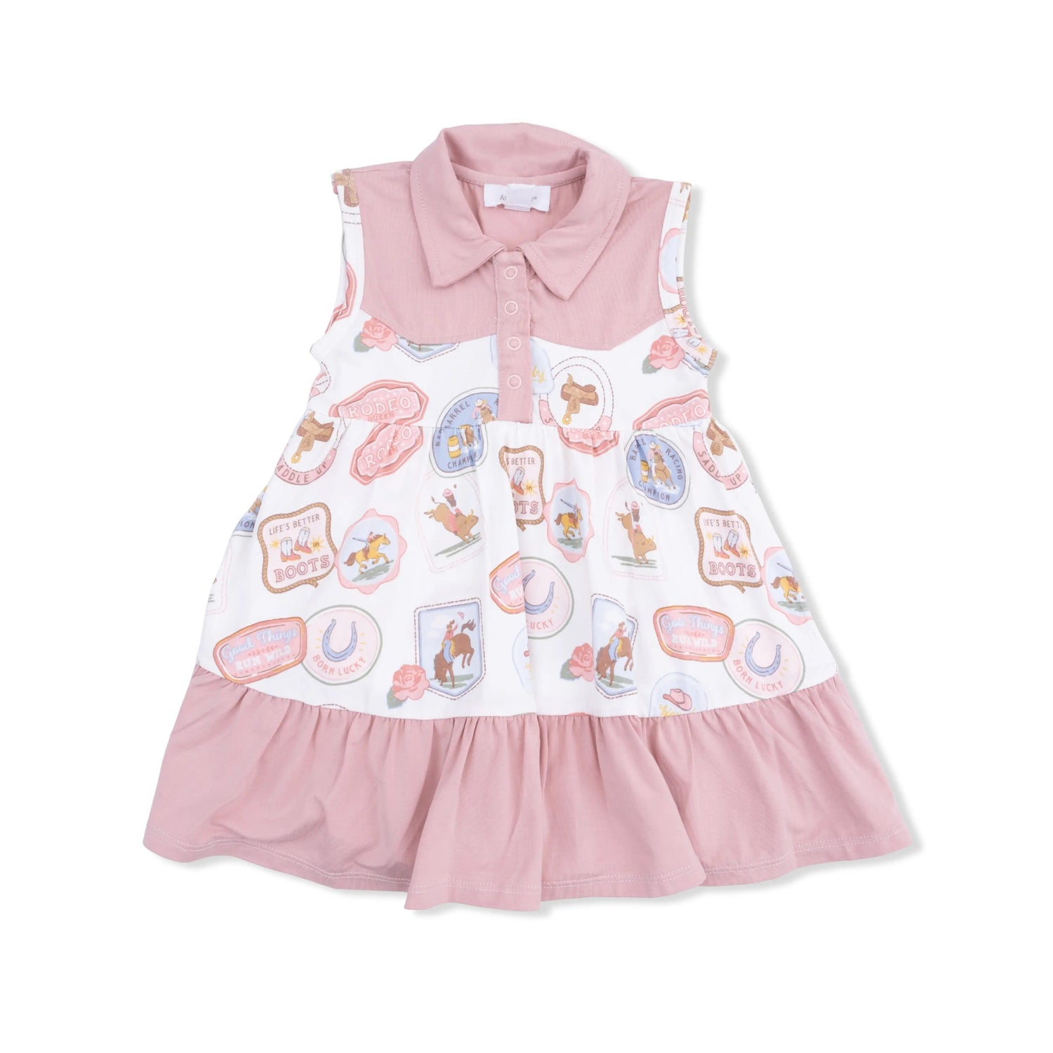 Angel Dear Rodeo Patches Pink - Cowboy Bodysuit Dress - 