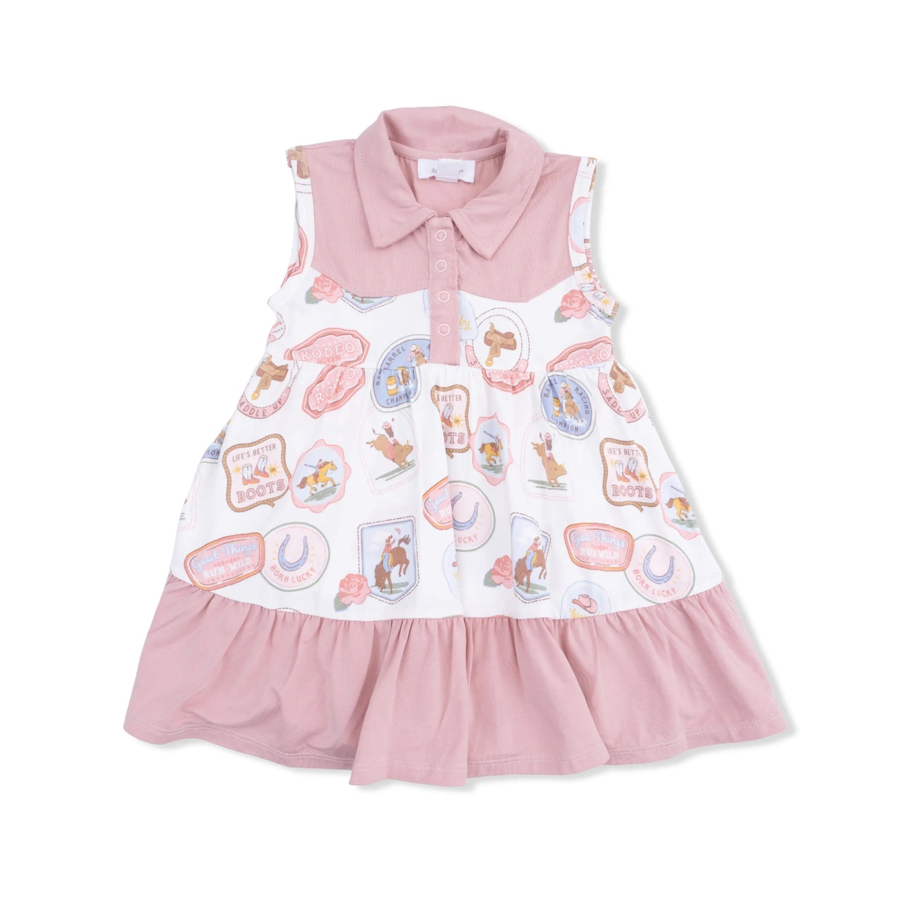 Angel Dear Rodeo Patches Pink - Cowboy Bodysuit Dress - 