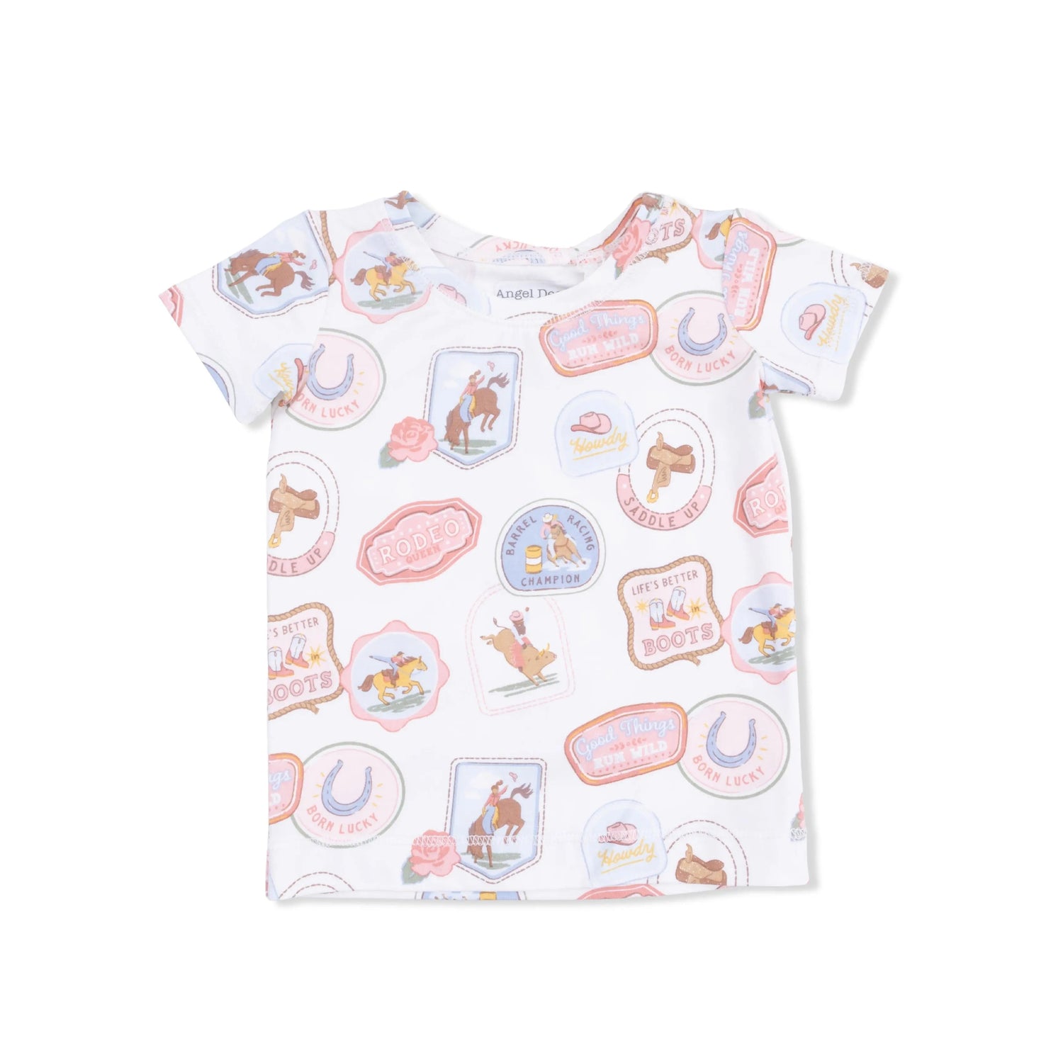 Angel Dear Rodeo Patches Pink - Short Sleeve Loungewear Set - 