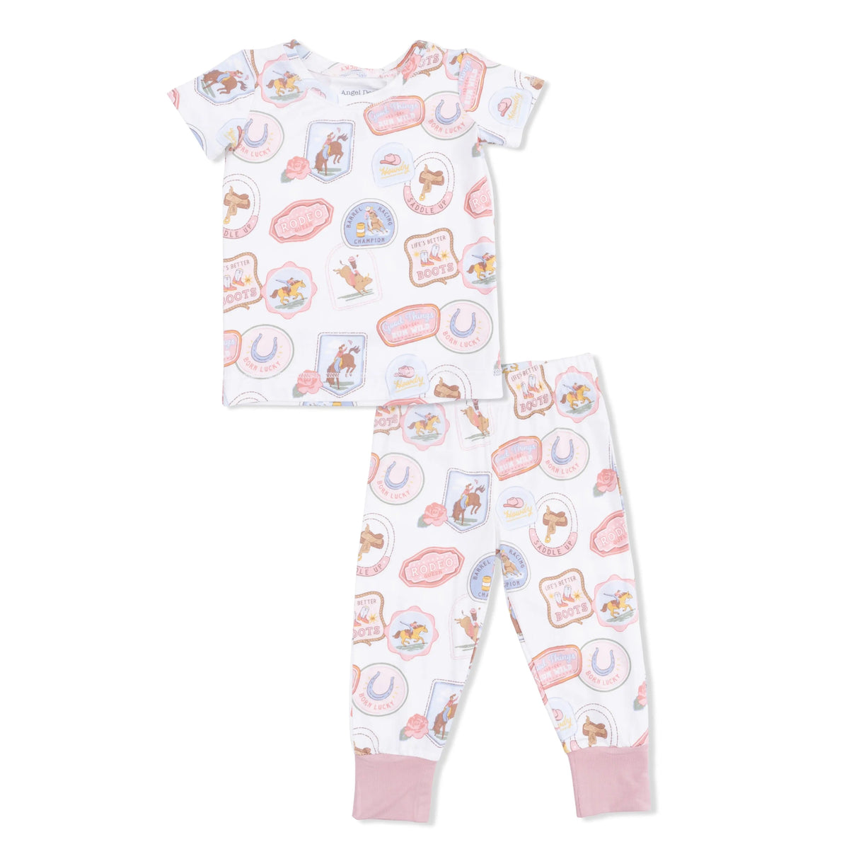 Angel Dear Rodeo Patches Pink - Short Sleeve Loungewear Set - 