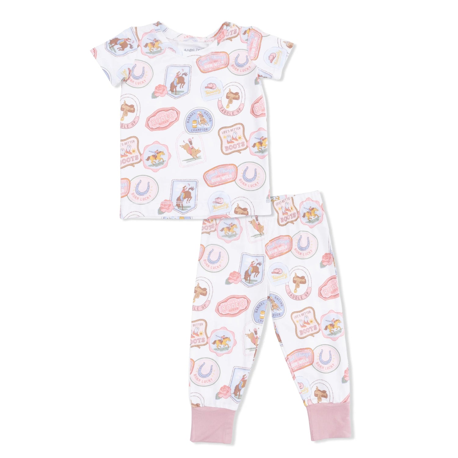 Angel Dear Rodeo Patches Pink - Short Sleeve Loungewear Set - 