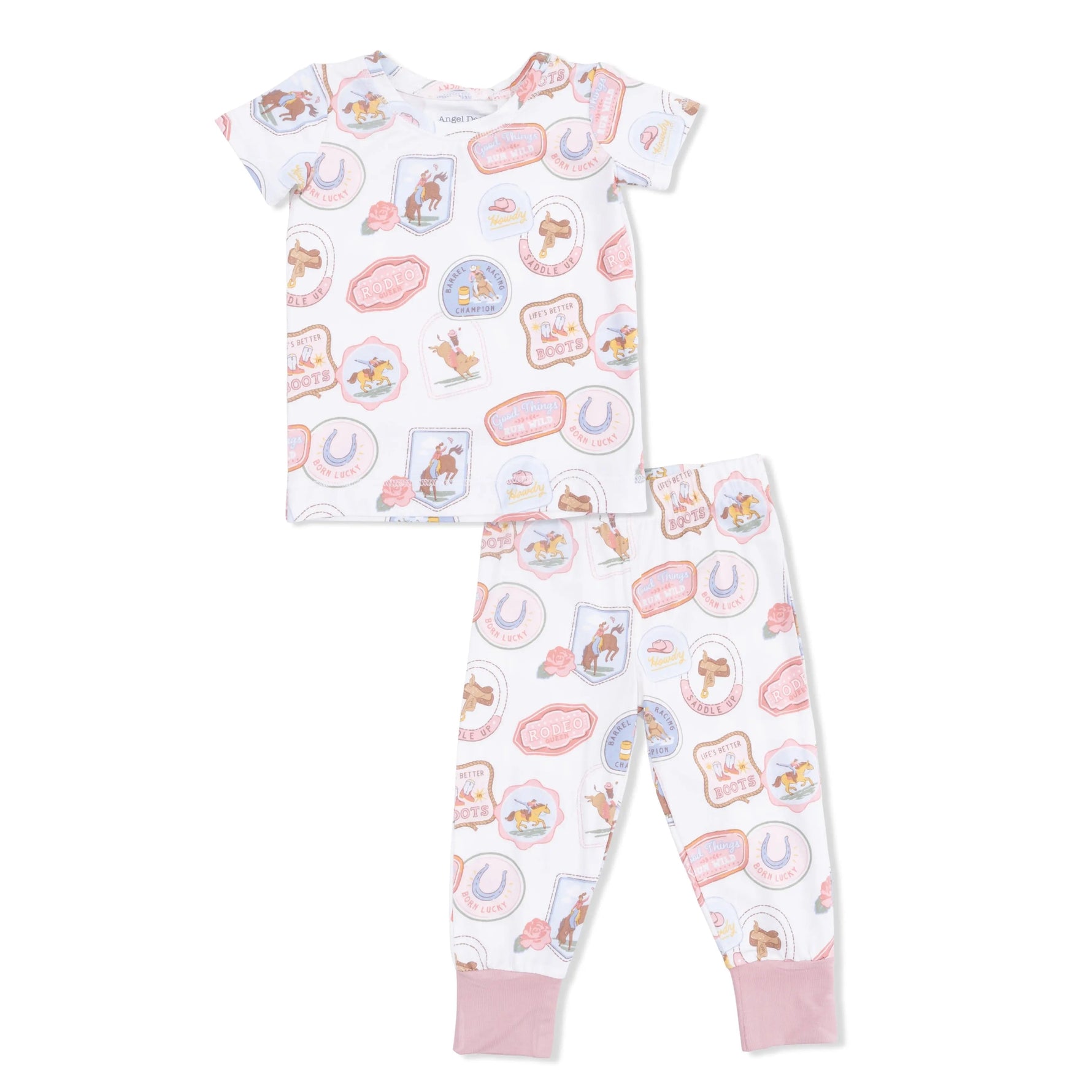 Angel Dear Rodeo Patches Pink - Short Sleeve Loungewear Set - 