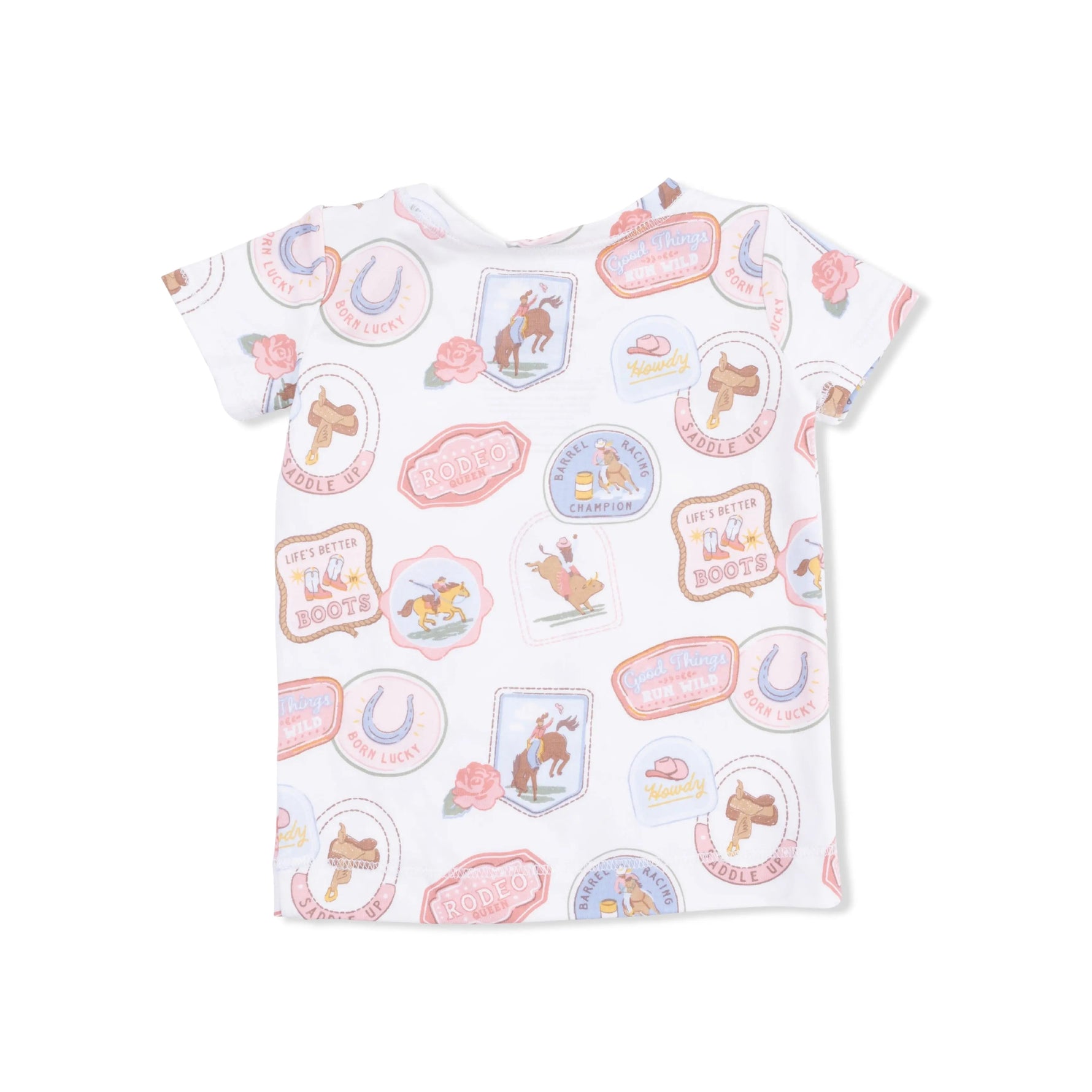 Angel Dear Rodeo Patches Pink - Short Sleeve Loungewear Set - 