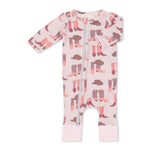 Pink rodeo princess coverall with front dual zipper and cuffed ankles