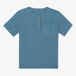 Bestaroo Rohan Blue Gauze Henley Shirt for Kids 100 Percent Cotton - 
