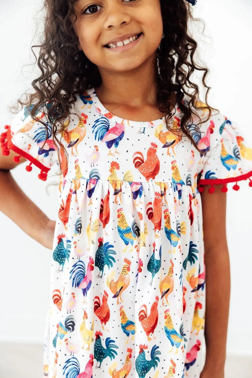 Rooster Pom Pom Dress - Baby & Toddler Clothing, Day Dress, One-piece garment, Dress, Pink | Everetts Place