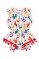 Rooster Pom Pom Romper - Baby & Toddler Clothing, Pink, Dress, One-piece garment, Day Dress | Everetts Place