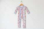 Bamboo baby footie pajamas with two-way front zipper and covered feet