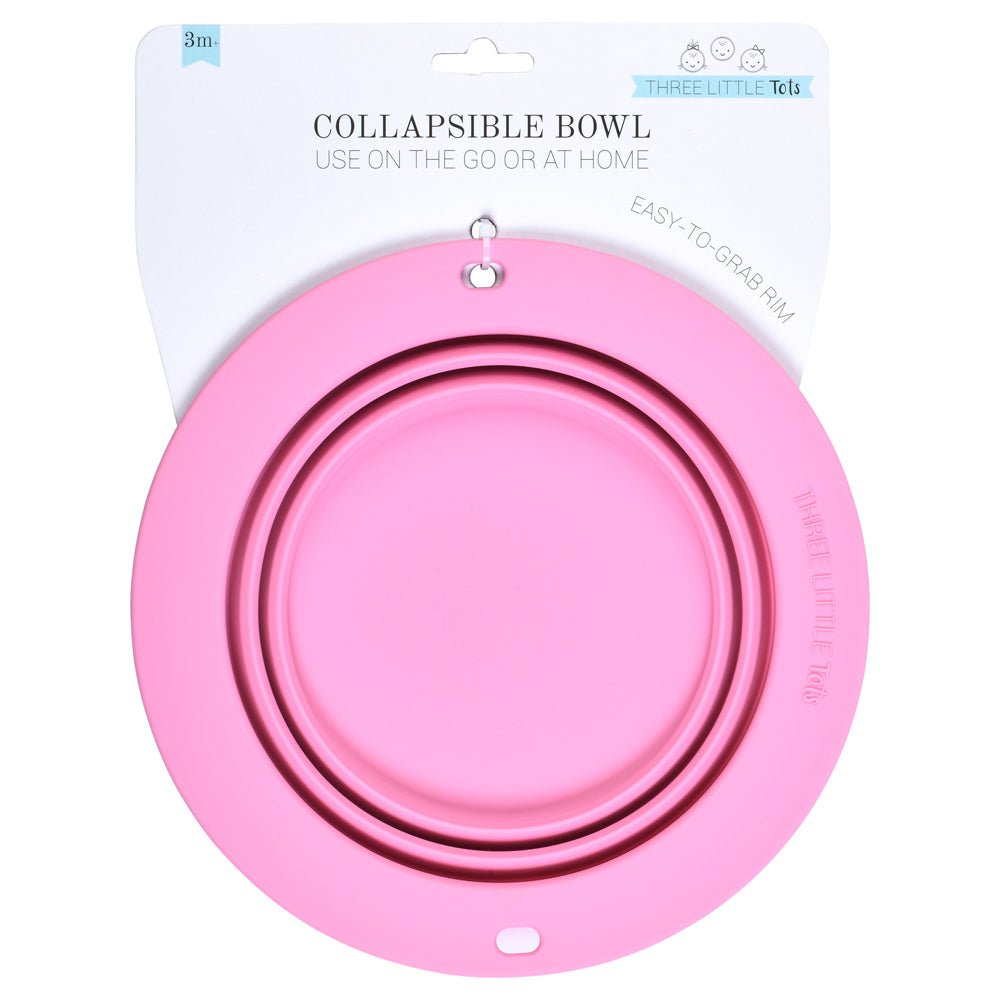 Three Little Tots Rose Collapsible Bowl for Travel or Home - 