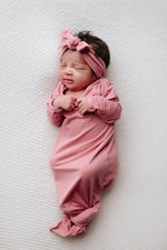 Three Little Tots Rose Knotted Newborn Baby Gown - 
