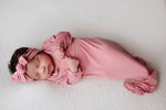 Three Little Tots Rose Knotted Newborn Baby Gown - 
