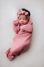 Three Little Tots Rose Knotted Newborn Baby Gown - 