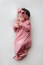 Three Little Tots Rose Knotted Newborn Baby Gown - 