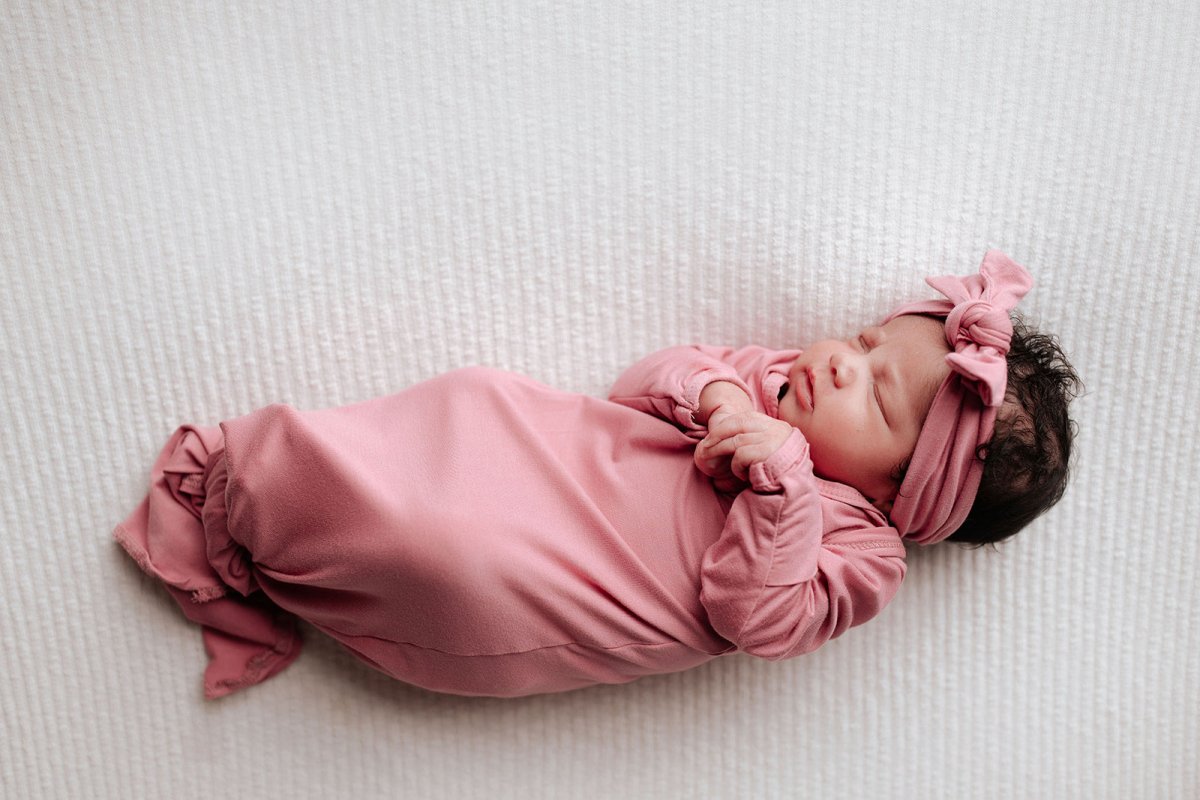 Three Little Tots Rose Knotted Newborn Baby Gown - 