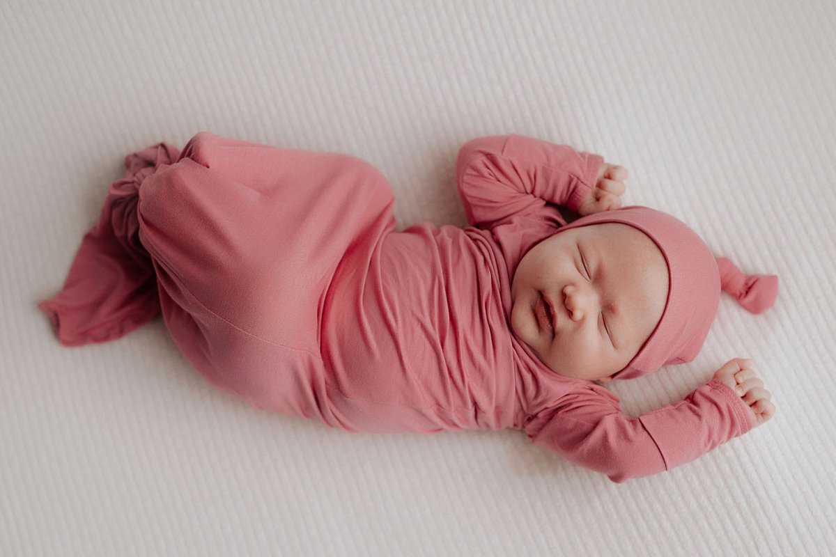 Three Little Tots Rose Knotted Newborn Baby Gown - 