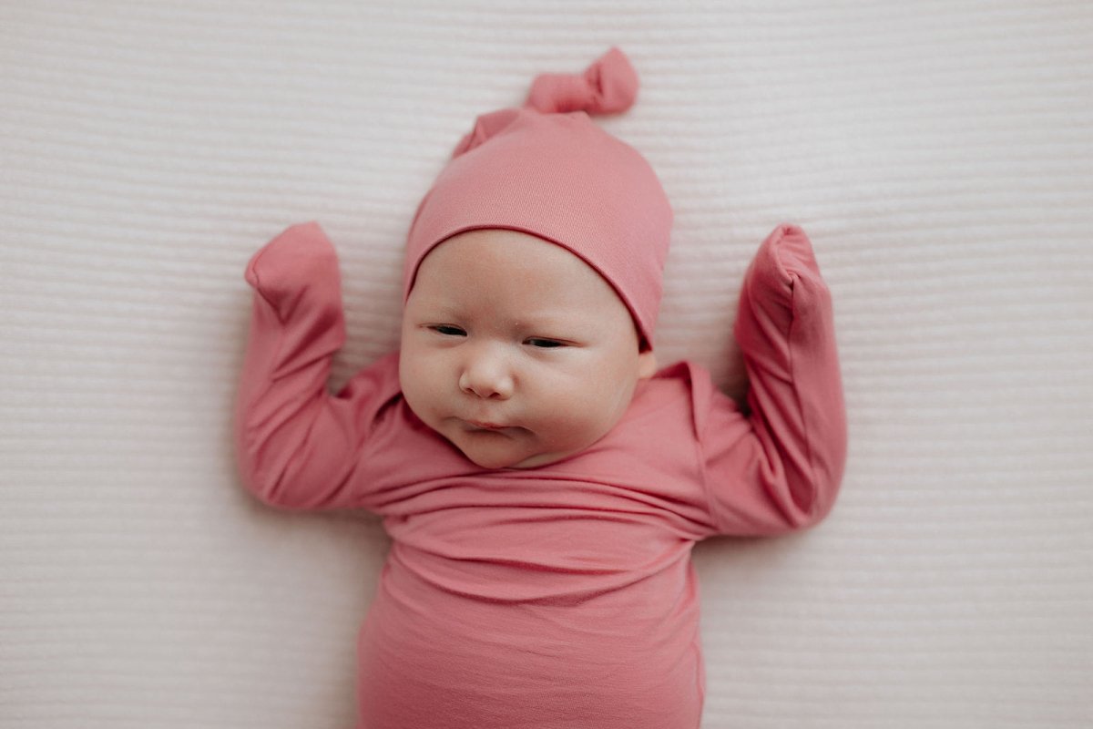 Three Little Tots Rose Knotted Newborn Baby Gown - 