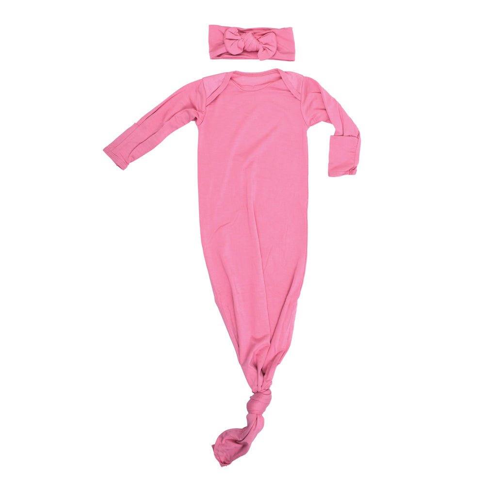 Three Little Tots Rose Knotted Newborn Baby Gown - 