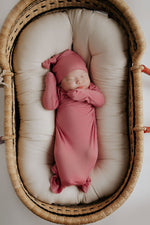 Three Little Tots Rose Knotted Newborn Baby Gown - 