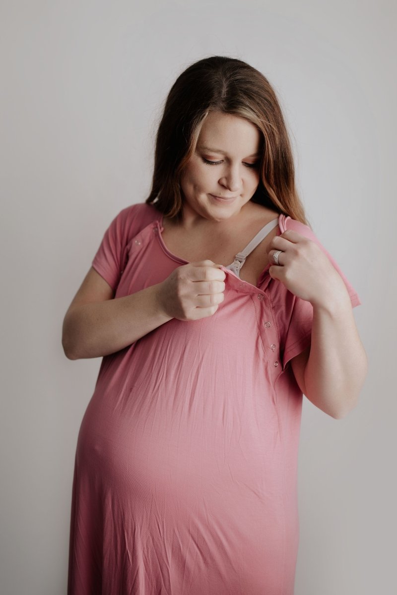 Three Little Tots Rose Mommy Labor and Delivery Nursing Hoospital Gown - 