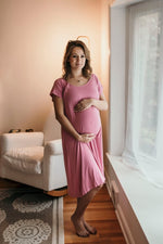 Three Little Tots Rose Mommy Labor and Delivery Nursing Hoospital Gown - 