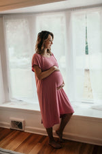 Three Little Tots Rose Mommy Labor and Delivery Nursing Hoospital Gown - 