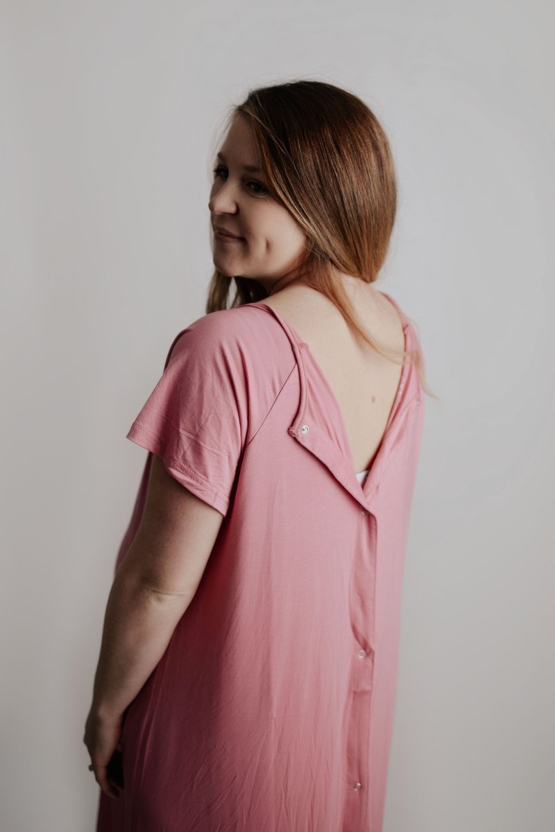 Three Little Tots Rose Mommy Labor and Delivery Nursing Hoospital Gown - 