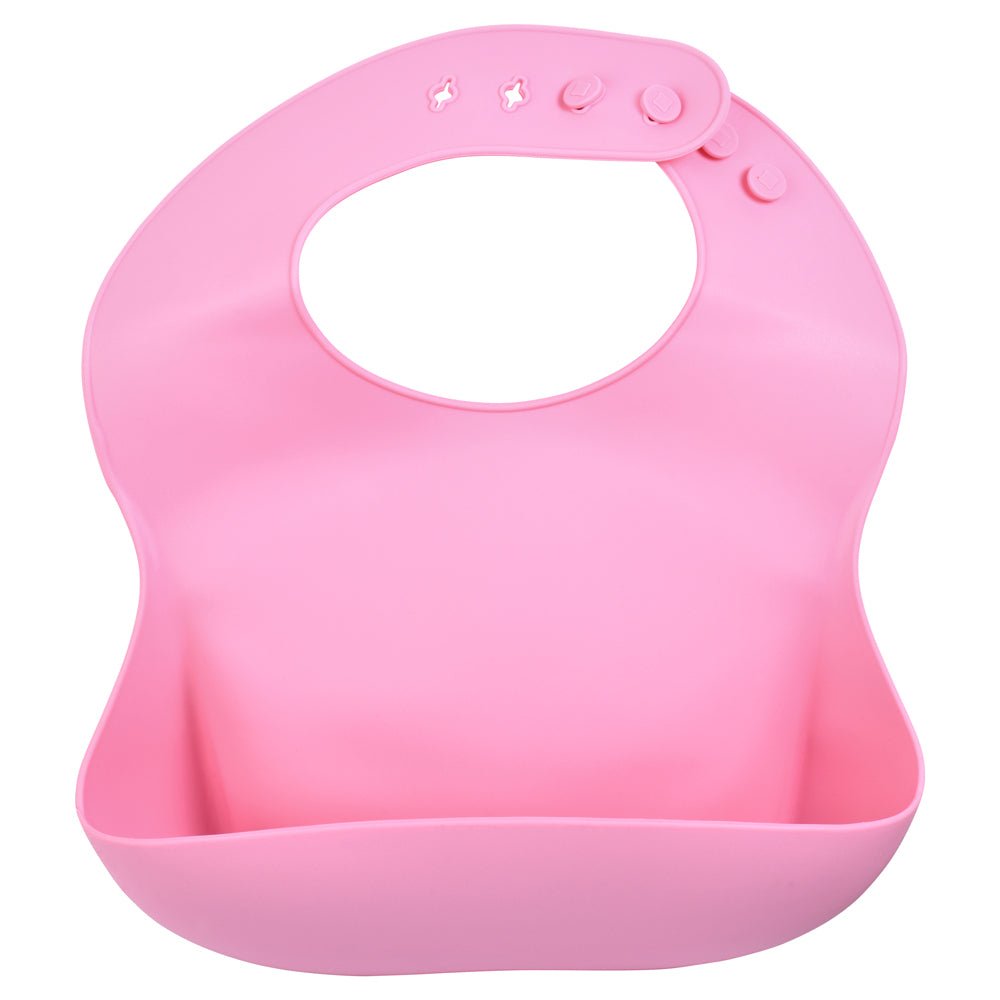 Three Little Tots Rose Silicone Bib with Crumb Catcher - 