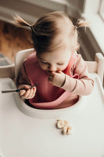 Three Little Tots Rose Silicone Bib with Crumb Catcher - 