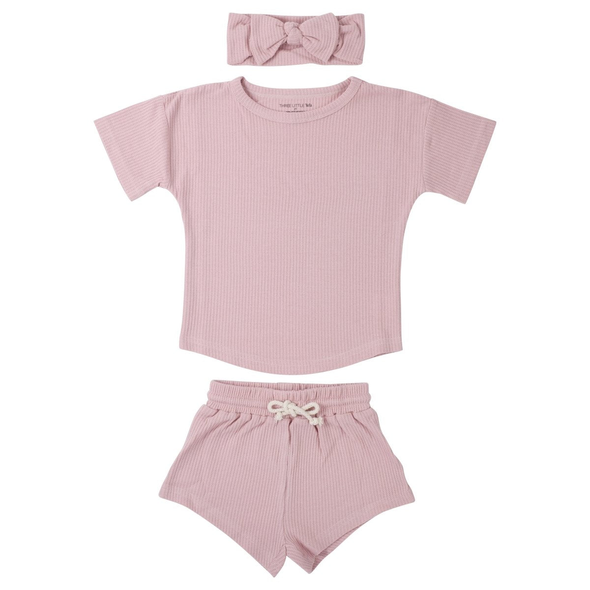 Three Little Tots Rose Summer Waffle Top & Bottom Set - 