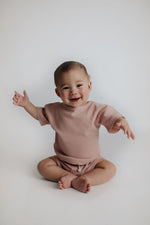 Three Little Tots Rose Summer Waffle Top & Bottom Set - 