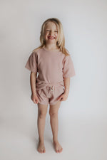Three Little Tots Rose Summer Waffle Top & Bottom Set - 