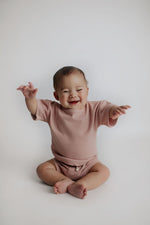 Three Little Tots Rose Summer Waffle Top & Bottom Set - 