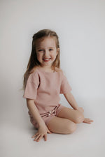 Three Little Tots Rose Summer Waffle Top & Bottom Set - 