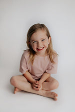 Three Little Tots Rose Summer Waffle Top & Bottom Set - 