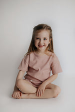 Three Little Tots Rose Summer Waffle Top & Bottom Set - 