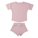 Three Little Tots Rose Summer Waffle Top & Bottom Set - 