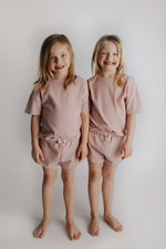Three Little Tots Rose Summer Waffle Top & Bottom Set - 
