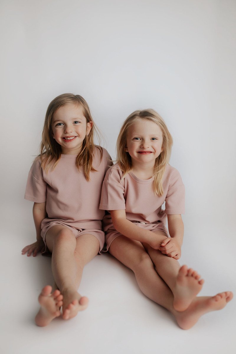 Three Little Tots Rose Summer Waffle Top & Bottom Set - 