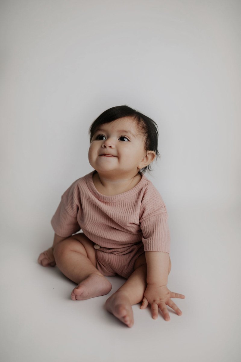 Three Little Tots Rose Summer Waffle Top & Bottom Set - 