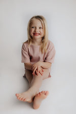 Three Little Tots Rose Summer Waffle Top & Bottom Set - 