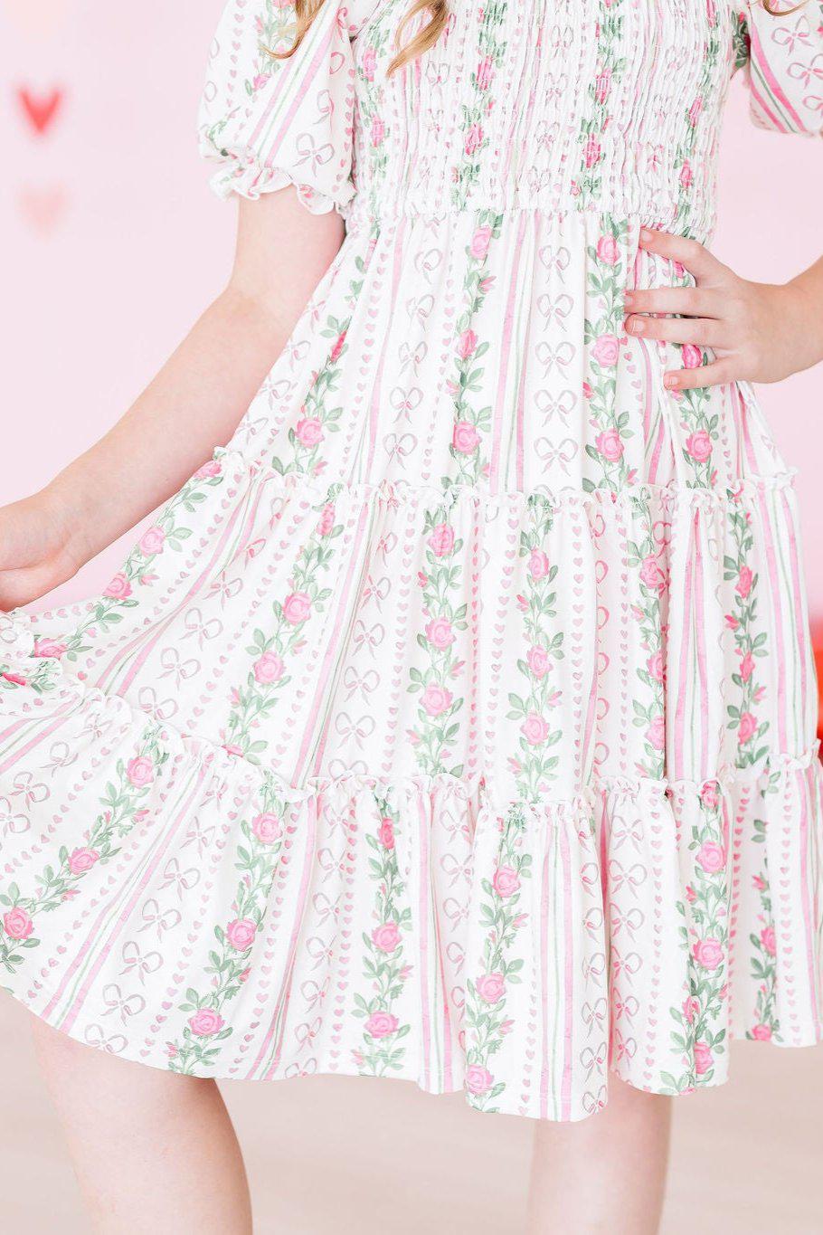 Mila & Rose ® Rosebud Bows Smocked Ruffle DressEveretts Place