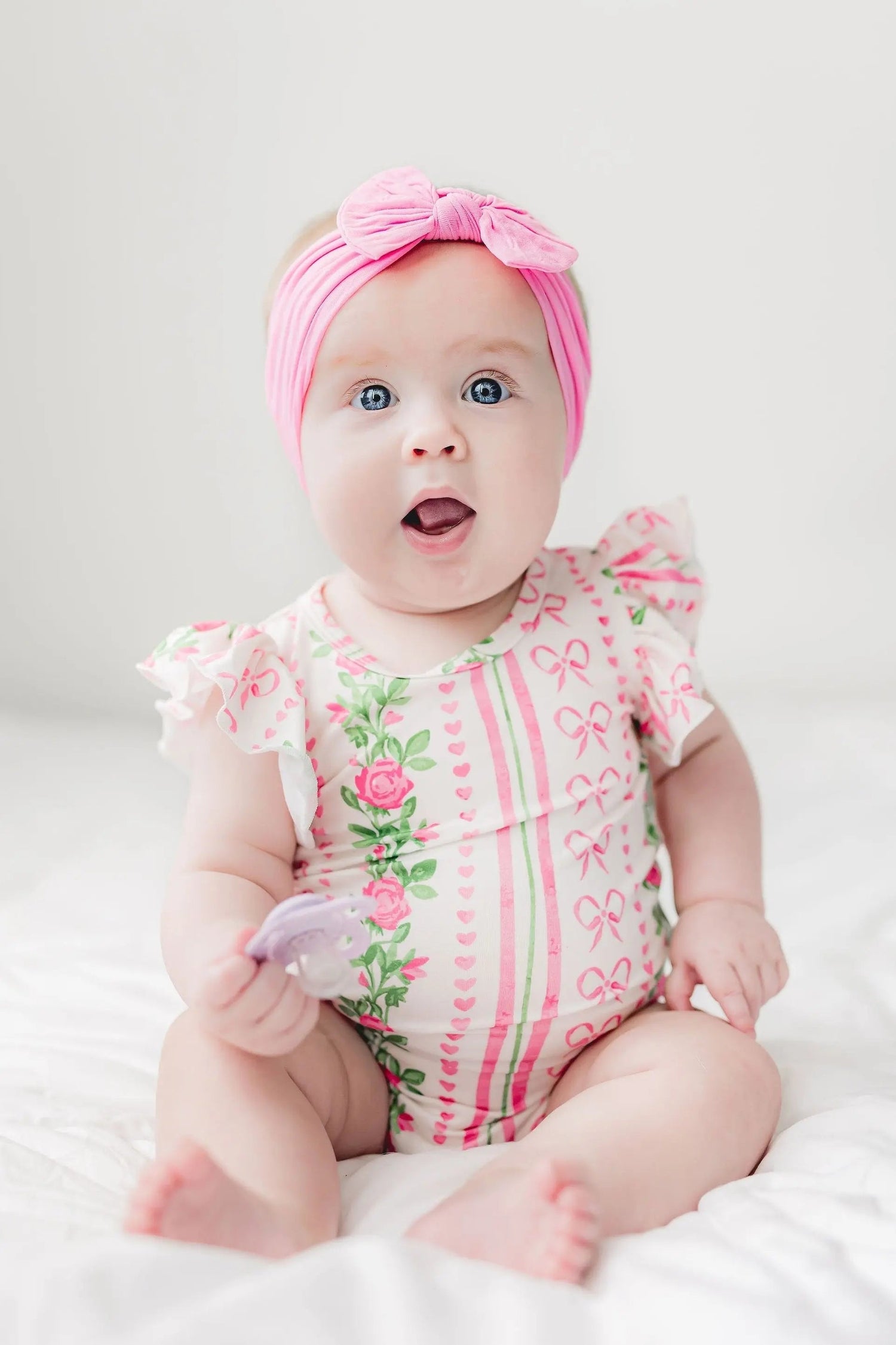 Mila & Rose ® Rosebud Bows S/S Flutter Bodysuit - 