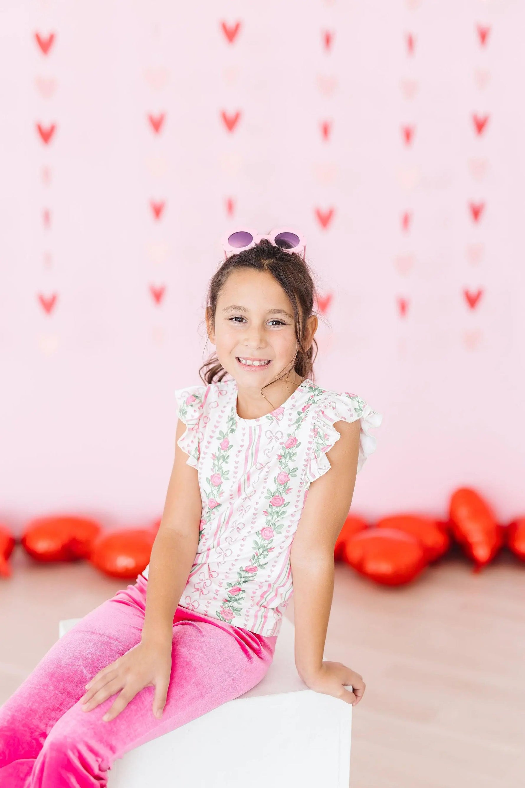 Mila & Rose ® Rosebud Bows S/S Ruffle Tee - 