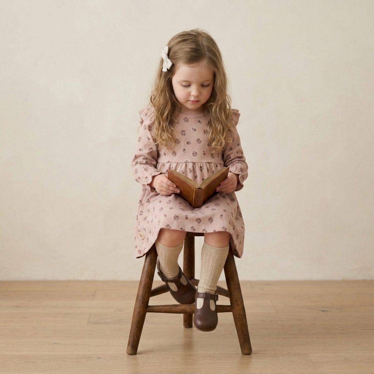 Organic Ruffle Sleeve Dress - Rosebud by Makemake Organics