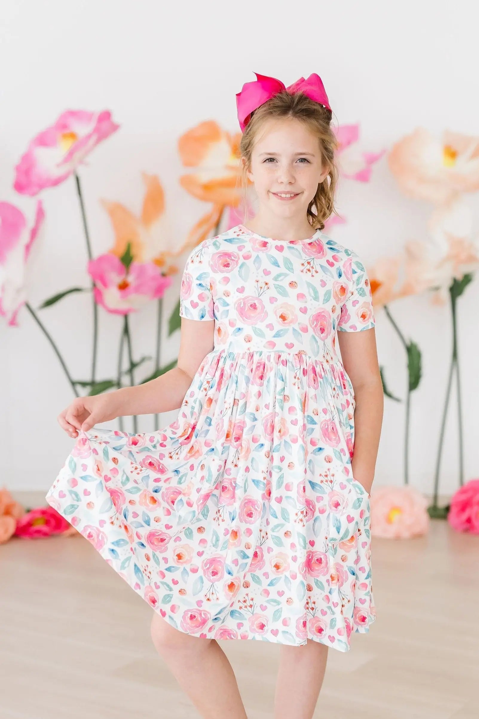 Mila & Rose ® Rosettes S/S Pocket Twirl Dress - 