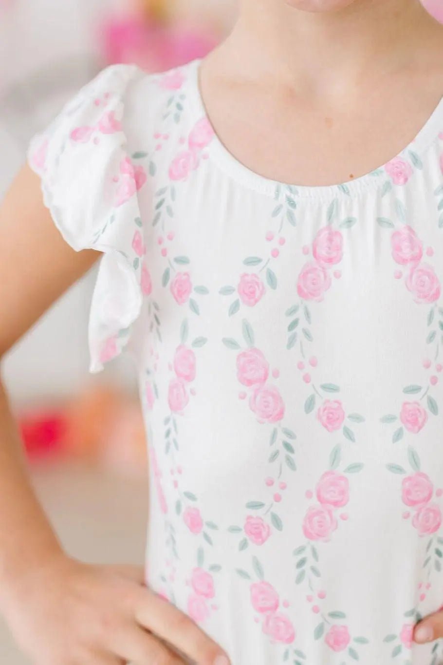 Mila & Rose ® Rosie Posie S/S Flutter Sleeve Leotard - 