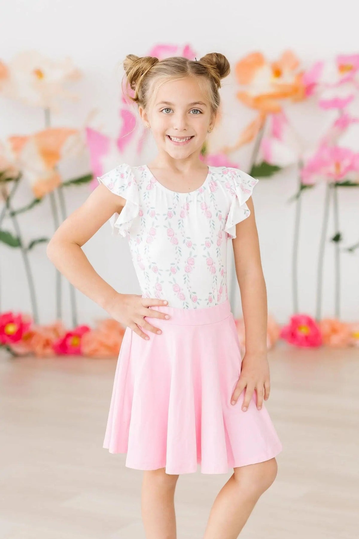 Mila & Rose ® Rosie Posie S/S Flutter Sleeve Leotard - 