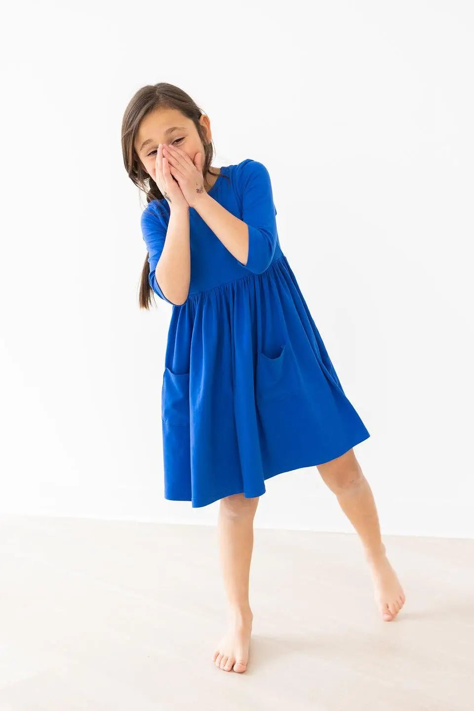 Mila & Rose ® Royal Blue 3/4 Sleeve Pocket Twirl Dress - 