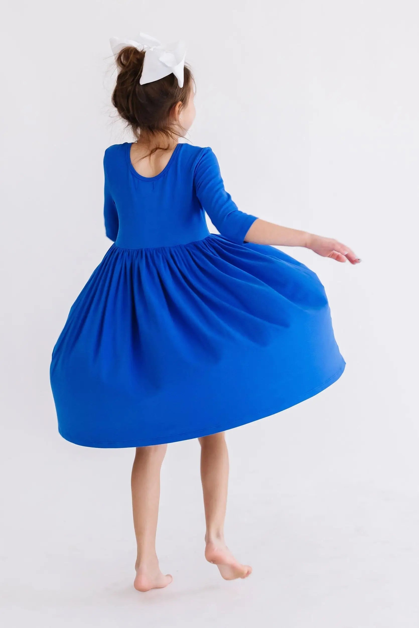 Mila & Rose ® Royal Blue 3/4 Sleeve Pocket Twirl Dress - 
