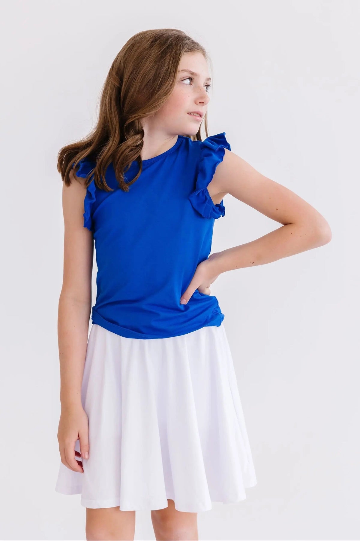 Mila & Rose ® Royal Blue S/S Ruffle Tee - 